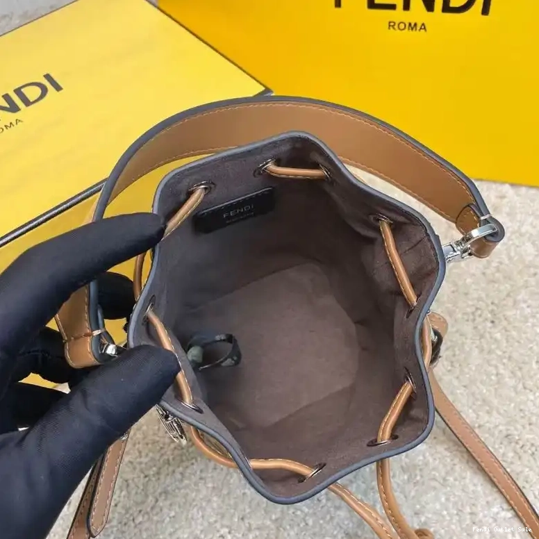 Cheap In Bucket Motif Mon Tresor Khaki Bag Calf FF Leather Fendi Mini 0623